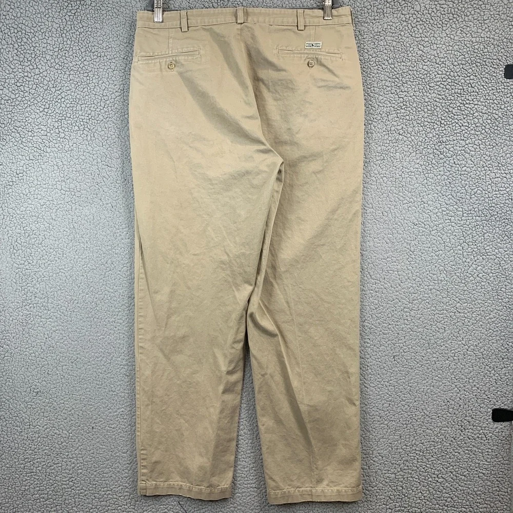 VTG Polo Ralph Lauren Chino Pants Mens 38x32 Beige Pleated Made In USA